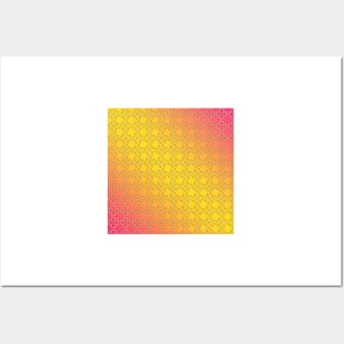 Yellow and pink colorful floral pattern Posters and Art